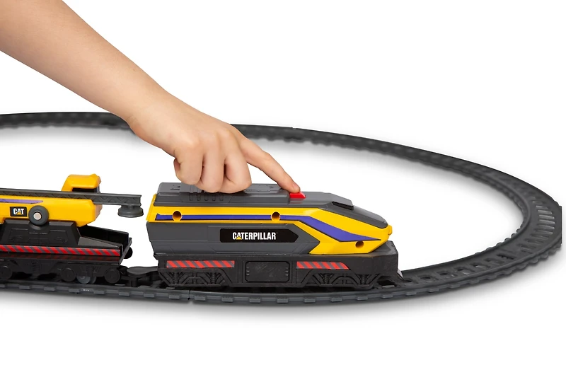 Little Machines Power Tracks Battery Operated Train Set, Engine with Working Headlight, 3 Rail Cars, Working Crane, Appropriate Ages 3 Years and up