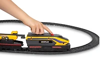 Little Machines Power Tracks Battery Operated Train Set, Engine with Working Headlight, 3 Rail Cars, Working Crane, Appropriate   Ages 3 Years and up