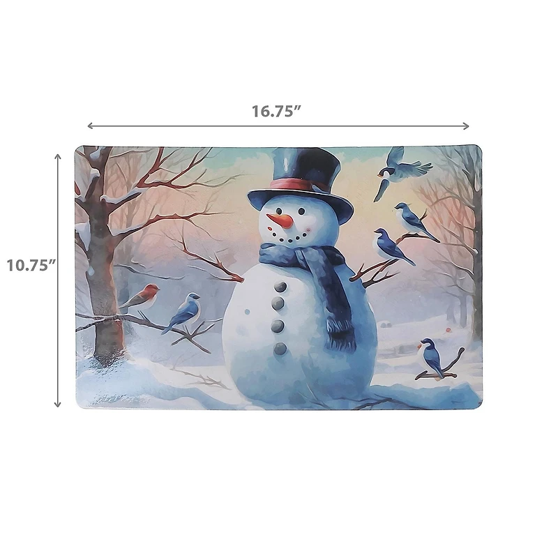 Set De Table En Plastique Geai Bleu Et Bonhomme De Neige - Lot De 12