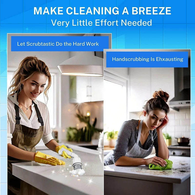 Bell + Howell Scrubtastic Express White Rechargeable Handheld Power Scrubber – Cordless Bathroom Cleaner