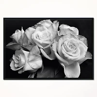 Designart Bouquet de roses noir et blanc ART MURAL À CADRE FLOTTÉ