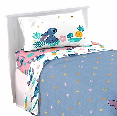 Disney Lilo & Stitch Hawaiian Denim 3-Piece Twin Sheet Set, 100% Polyester