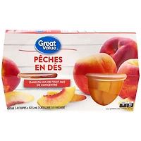 Pêches en dés Great Value 4 x 112 mL