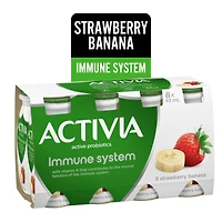 Activia Probiotic Yogurt Drink, Strawberry-Banana, Immune System, 8 x 93 mL