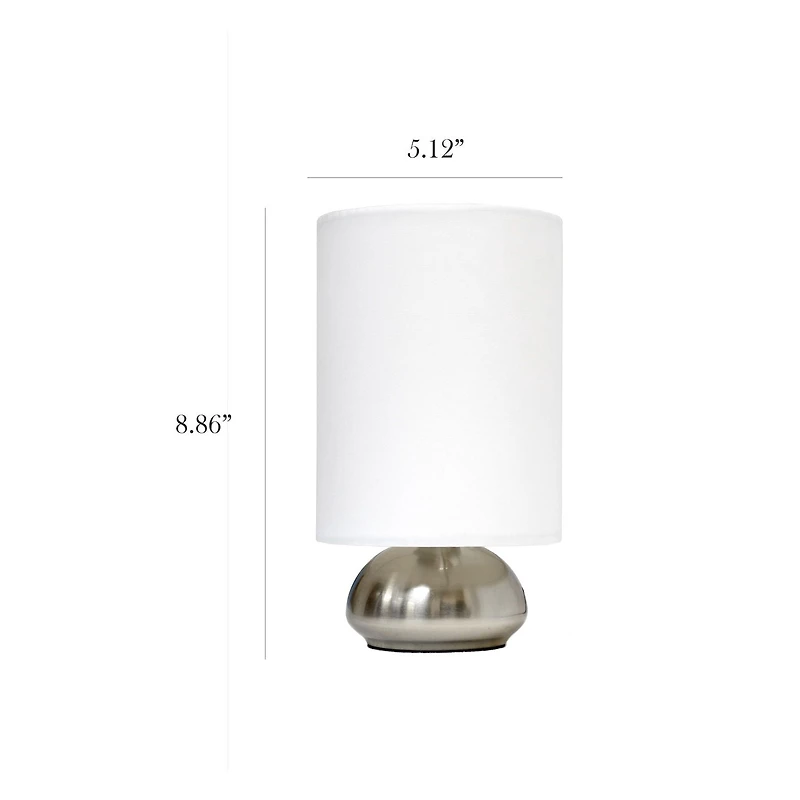 Pack de 2 mini lampes tactiles Simple Designs Gemini avec base en nickel brossé et abat-jour en tissu Ivy