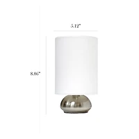 Pack de 2 mini lampes tactiles Simple Designs Gemini avec base en nickel brossé et abat-jour en tissu Ivy