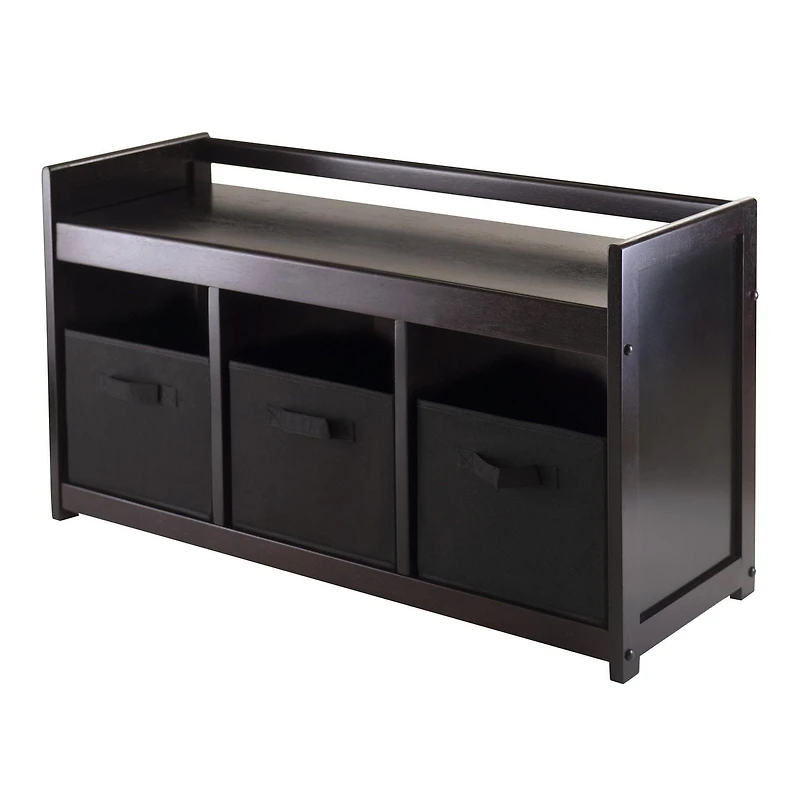 Banc de rangement Addison de Winsome Trading Inc. 4 pièces avec 3 paniers en tissu pliables