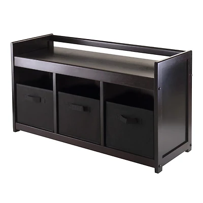Banc de rangement Addison de Winsome Trading Inc. 4 pièces avec 3 paniers en tissu pliables