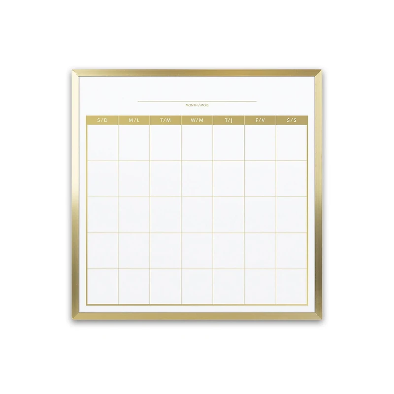 Quartet 12"x12" Dry Erase Calendar Board, Gold Frame