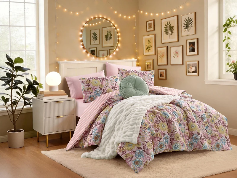 Mainstays DQ Bold Floral Comforter Set, 3-Piece, Multi