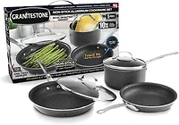 GraniteStone 5-Piece Nonstick Cookware Set, Scratch-Resistant, Granite-coated Anodized Aluminum, Dishwasher-Safe, PFOA-Free As Seen On TV