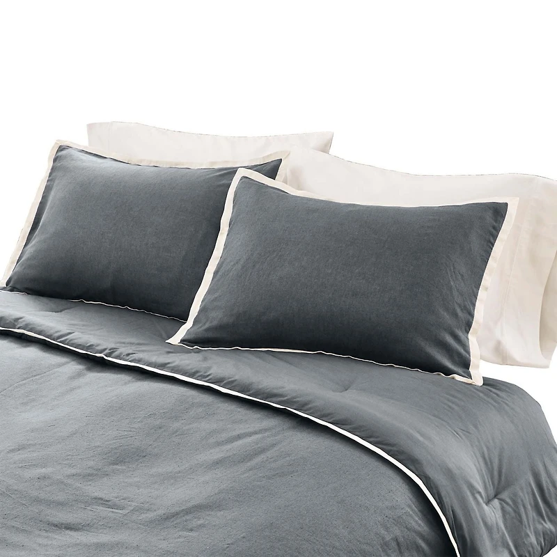 Better Homes & Gardens 3-Piece Soot Grey Linen Duvet Set, Adult King, Corner & side interior ties. Hidden Button Closure. Envelope Closure on Shams.
