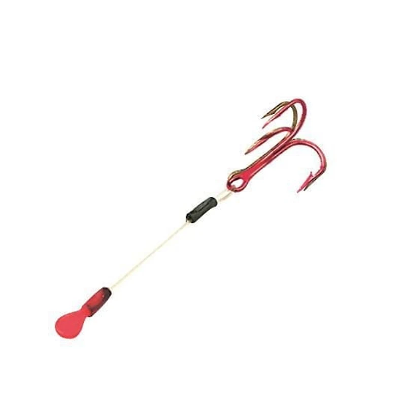 Northland SH3-R Slip-On Sting'r Hook, Size 3", Treble, Red, 3 per Card, 12 Lb leader with deadly treble hook.