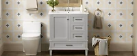 Homy Casa 30 in Modern Charcoal Grey Kitchen Sideboard with Ceramic Sink