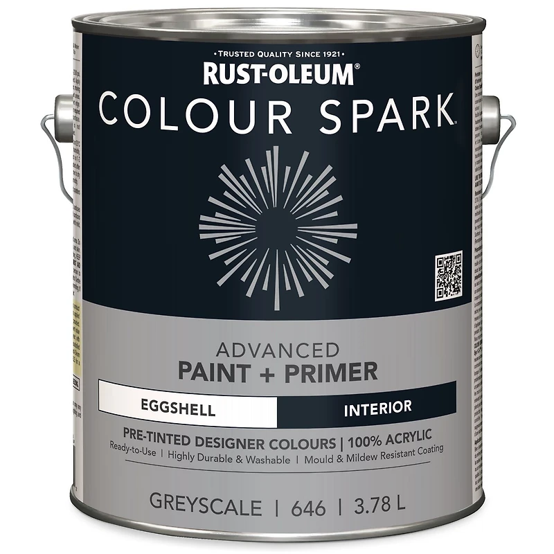 Rust-Oleum Colour Spark™ Peinture + Apprêt, Intérieur Coquille d'oeuf, Échelle De Gris 3,78L 3,78L