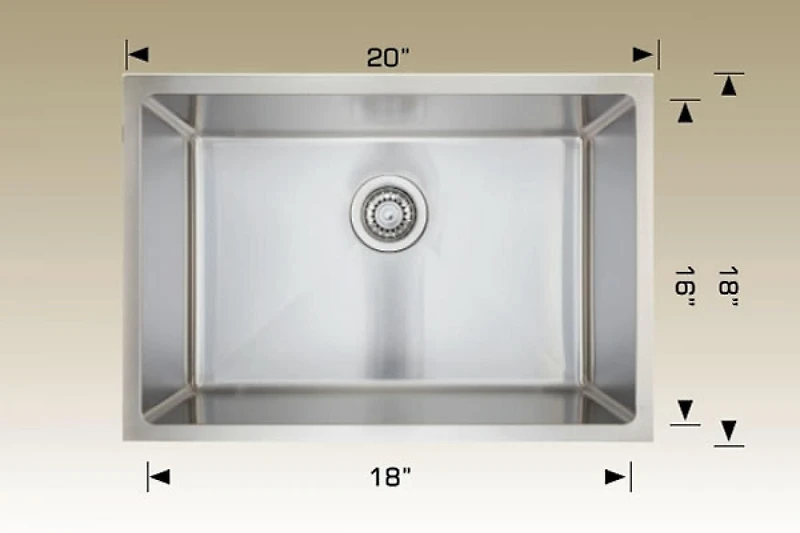 American Imaginations 20-in. Évier de cuisine en acier inoxydable W avec 1 bol et calibre 18