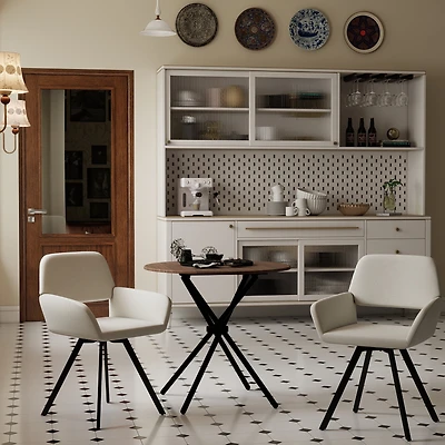 Ensemble de salle à manger moderne Homy Casa 3 pièces avec table ronde de 80 cm (31,5 pouces) imitation bois et 2 chaises pivotantes, style industriel, idéal pour les petits espaces