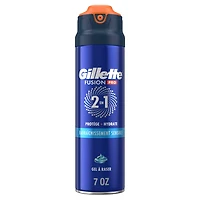 Gel à raser Gillette FusionPro Rafraîchissement sensible pour hommes, gel à raser 2 en 1 pour les soins des hommes, Protège et hydrate, avec eucalyptus et aloès, 198g (7oz) 198g