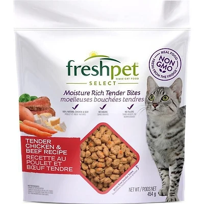 FRESHPET SELECT PLATS GRILLES RECETTE AU POULET ET BOEUF TENDRES POUR CHATS 454g