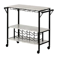 South Shore Maliza Chariot bar avec rangement à bouteilles et verres à vin