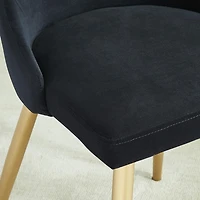 Ensemble de deux chaises d'appoint de mi-siècle en velours et métal – noires
