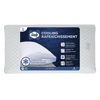 Oreiller de lit Sealy Cooling Extra Ferme avec technologie Cool Touch, format Queen Lavable en Machine Oreiller refroidissant Sealy