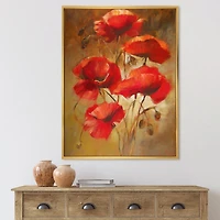 Designart Coquelicots en fleurs rouges IV ART MURAL À CADRE FLOTTÉ