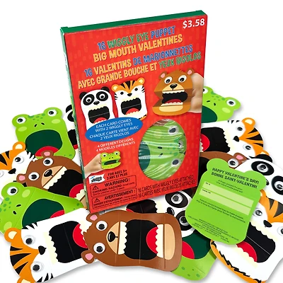 16 Valentins de marionnettes à grande bouche et aux yeux rigolos