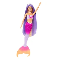 Barbie Malibu Poupée Sirène à changement de couleur, dauphin, acc.