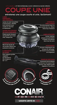 Conair for Men Even Cut V2 Rotary Clipper Haircut Grooming Kit with Trimmer