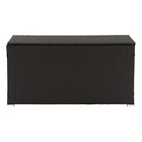 CorLiving Parksville Large Black Resin Wicker Patio Storage Box with Grey Inner Liner