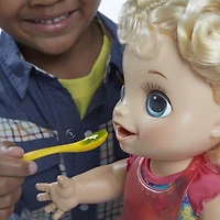 Baby Alive English Speaking Happy Hungry Baby Blond Curly Hair Doll