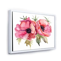 Designart Stylized Poppy Flowers FLOAT FRAME WALL ART