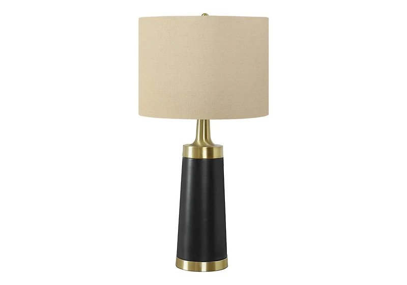 Monarch Specialties Lighting, 28"h, Table Lamp, Black Metal, Beige Shade, Contemporary
