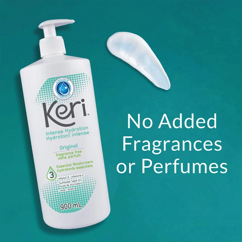 Keri Intense Hydration Lotion, Fragrance Free, With 3 essential moisturizers., 900 ml