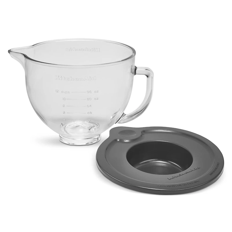 KitchenAid® Bol À Mélanger En Verre De 5 Pintes Avec Marques Graduées Et Couvercle Pour Batteur Sur Socle À Tête Inclinable