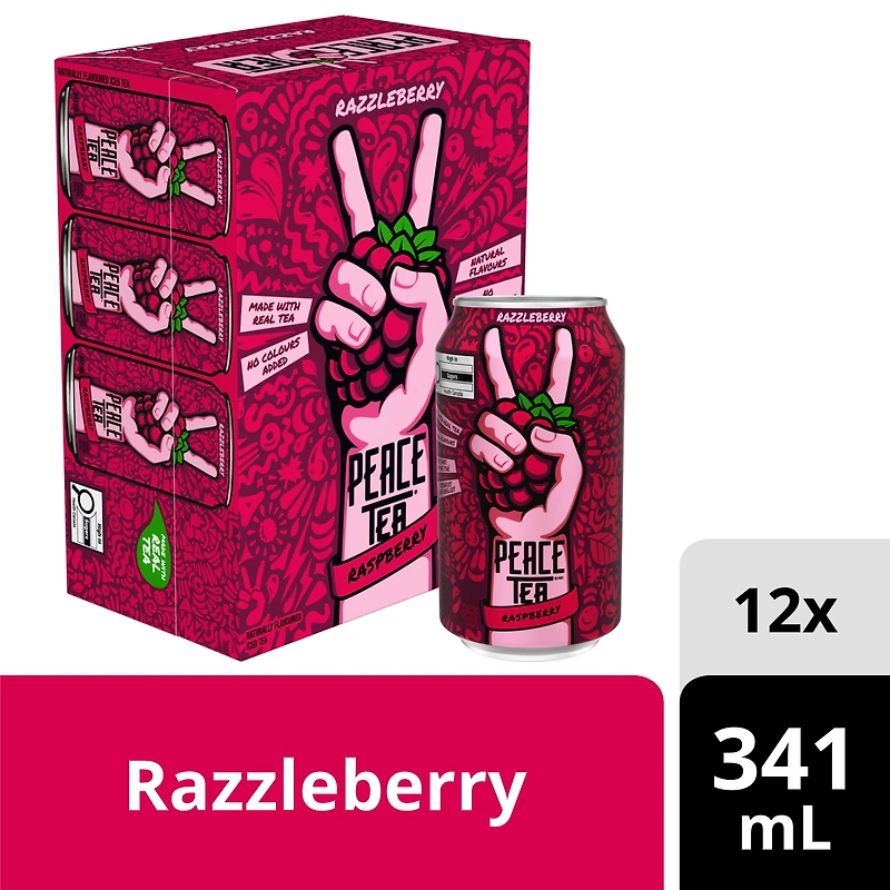 Peace Tea Razzleberry Cans, 341 mL, 12 Pack, 12 x 341 mL