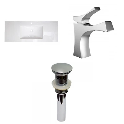 American Imaginations -in. W 1 Hole Ceramic Top Set In White Color