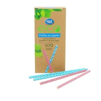 Great Value Patterned Paper Straws, 100 pieces