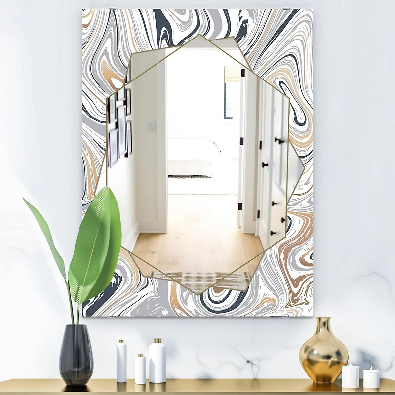 Designart 'Marbled Diamond 14' Modern Mirror - Contemporary Large Wall Mirror - 24x36