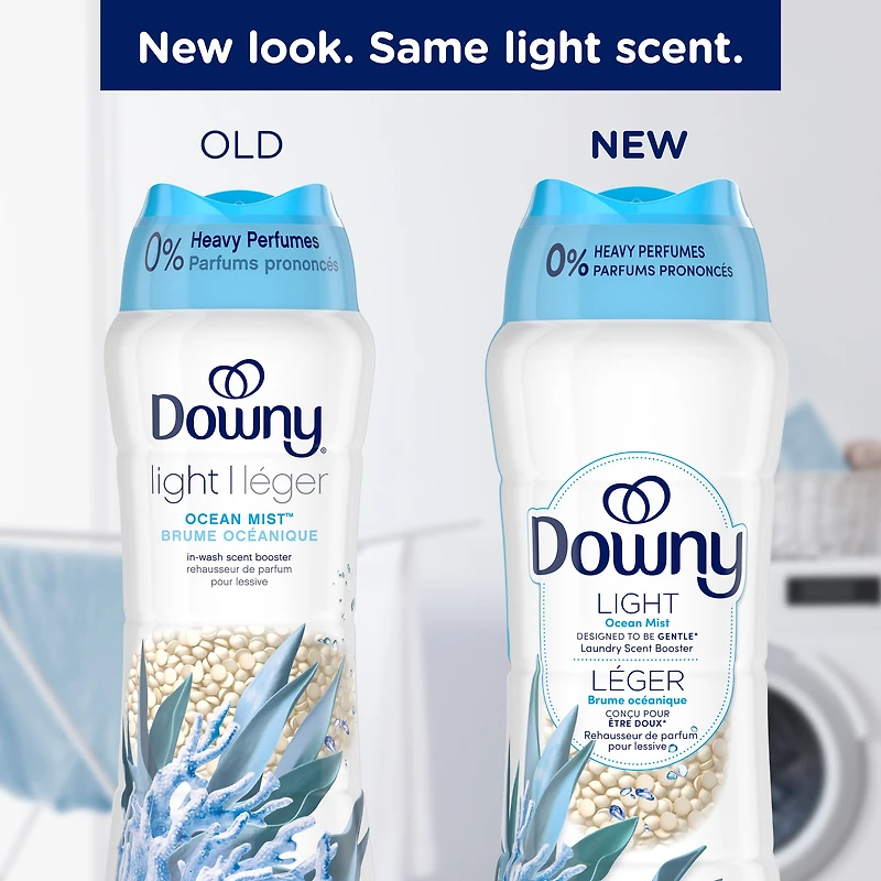 Downy Light Laundry Scent Booster Beads, Ocean Mist Scent, In-wash fabric beads designed to be gentle with a light boost of scent, No Heavy Perfumes
