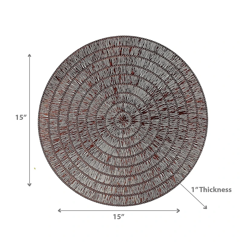 Set De Table Rond En Dentelle Pvc Marron - Lot De 12