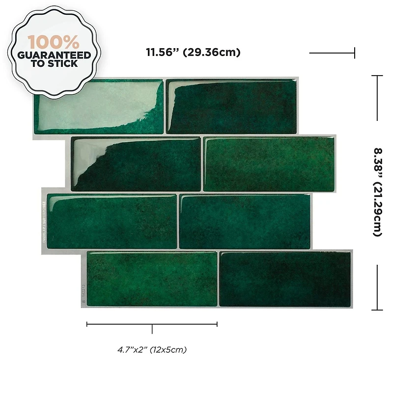 Smart Tiles Tuiles autocollante murale, Metro Fiona, Pqt-4, 11.56in x 8.38in