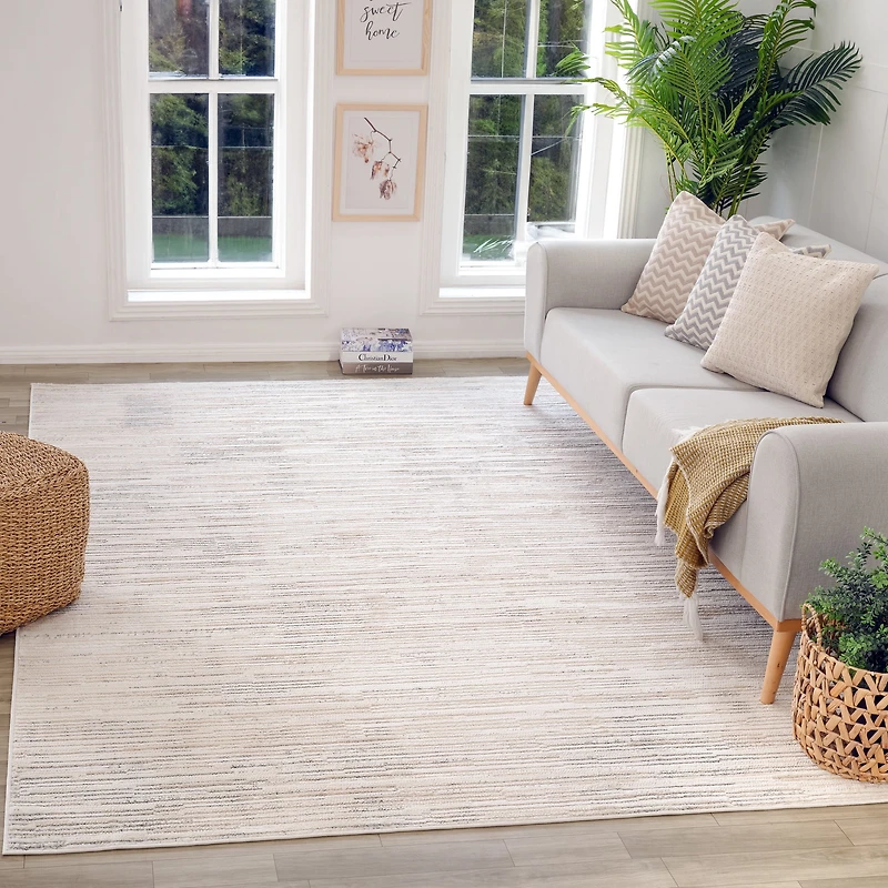 Tapis Branch Astra 9'x12' (Taille exacte : 9'2" x 12'5") Tapis d'intérieur moderne, beige crème - Salon, chambre, salle à manger et cuisine