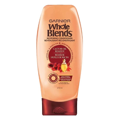Garnier Whole Blends Castor Oil Castor Oil Remedy Conditioner, 370 mL, Restoring Conditioner for weak, thinning hair