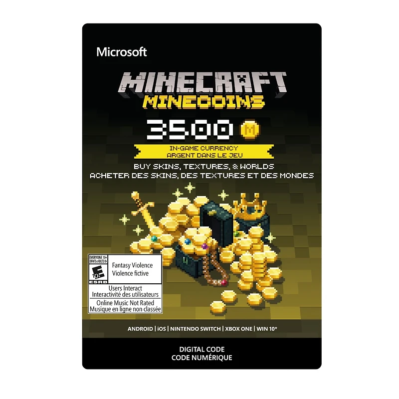 3500 Minecraft Minecoins $25.99 (Code Numérique)