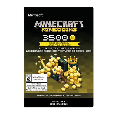 3500 Minecraft Minecoins $25.99 (Code Numérique)
