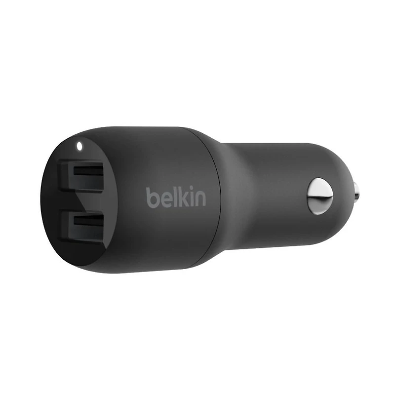 Belkin 24 Watt Dual USB Car Charger - 2 12W USB A Ports with Fast Charging for Apple iPhone 14, 14 Pro, 14 Pro Max, iPhone 13, 13 Pro, 13 Pro Max, Samsung Galaxy, AirPods & More - USB-C Charger, 24W Car Charger