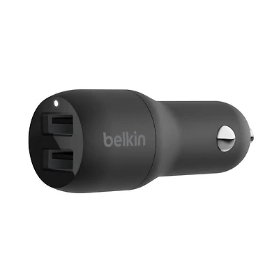 Belkin 24 Watt Dual USB Car Charger - 2 12W USB A Ports with Fast Charging for Apple iPhone 14, 14 Pro, 14 Pro Max, iPhone 13, 13 Pro, 13 Pro Max, Samsung Galaxy, AirPods & More - USB-C Charger, 24W Car Charger