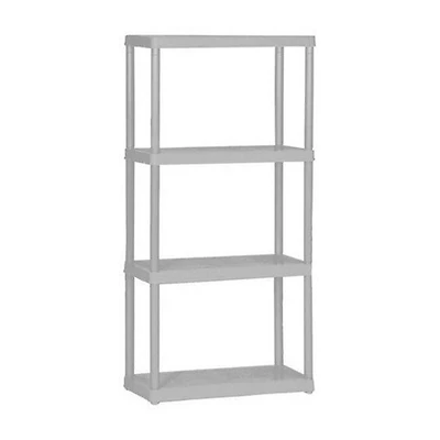 Gracious Living Étagère Solide Légère à 4 Tablettes, Hauteur Fixe, Rangement, Blanc
